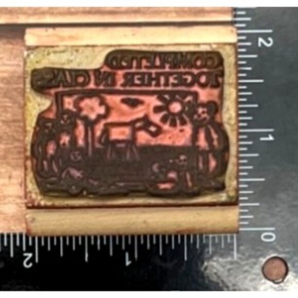 Vintage HTF RARE Completed Together In Class Wood Rubber Stamp Fearless Design - Picture 3 of 9